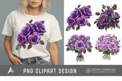 Watercolor Purple Rose Bouquet Clipart Product Image 1