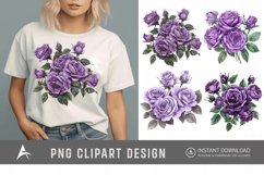 Watercolor Purple Rose Bouquet Clipart Product Image 1