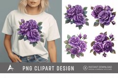 Watercolor Purple Rose Bouquet Clipart Product Image 1
