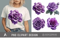 Watercolor Purple Rose Clipart Product Image 1