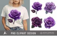 Watercolor Purple Rose Clipart Product Image 1