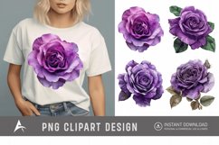 Watercolor Purple Rose Clipart Product Image 1