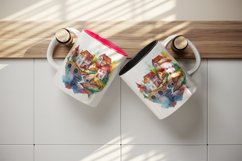 Watercolor quaint little village colorful houses and a stream landscape 20 oz tumbler skinny mug wrap clipart t-shirt sublimation printable design