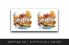 Watercolor quaint little village colorful houses and a stream landscape 20 oz tumbler skinny mug wrap clipart t-shirt sublimation printable design