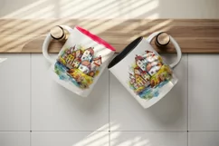 Watercolor quaint little village with colorful houses and stream landscape 20 oz tumbler skinny mug wrap clipart t-shirt sublimation printable design