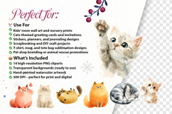 Watercolor Quirky Cat Characters Clipart Pack Product Image 2