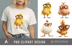 Watercolor Quirky Chicken Cute Adorable Sassy Clipart Product Image 1
