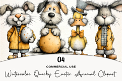 Watercolor Quirky Easter Animal Clipart Product Image 1