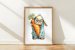 Watercolor Quirky Easter Bunny Clipart Product Image 3