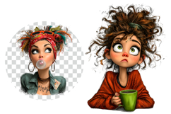 Watercolor Quirky Girl Clipart Product Image 2