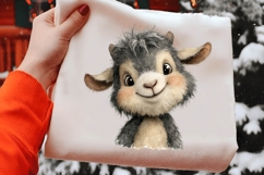 Watercolor Quirky Goat Clipart Product Image 2