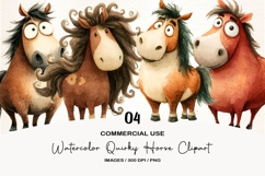 Watercolor Quirky Horse Clipart Product Image 1