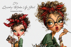 Watercolor Quirky Make Up Girl PNG Product Image 1