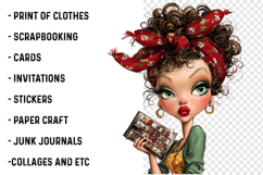 Watercolor Quirky Make Up Girl PNG Product Image 2