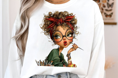 Watercolor Quirky Make Up Girl PNG Product Image 3