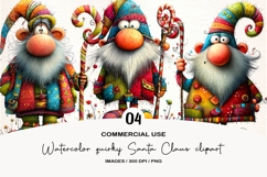 Watercolor quirky Santa Claus clipart Product Image 1