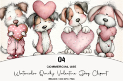 Watercolor Quirky Valentine Dog Clipart Product Image 1