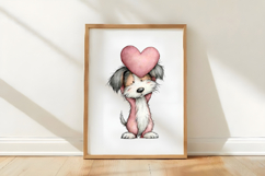Watercolor Quirky Valentine Dog Clipart Product Image 3