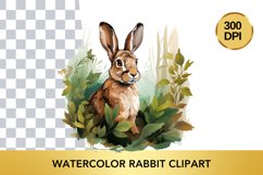 Watercolor rabbit Clipart , Animal Sublimation PNG Product Image 1