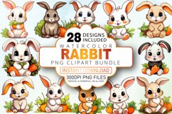 Watercolor Rabbit Clipart Bundle Product Image 1