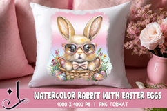 watercolor bunny PNG, easter rabbit clipart, easter watercolor design, bunny with eggs PNG, spring sublimation design, easter sublimation PNG, watercolor animal clipart, easter printable design, transparent bunny PNG, easter sublimation, bunny png, AI art