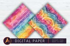 Watercolor Rainbow Boho Digital Paper Product Image 1