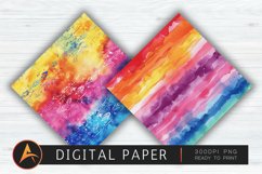 Watercolor Rainbow Boho Digital Paper PNG Product Image 1