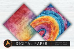 Watercolor Rainbow Boho Scrapbook Paper Product Image 1