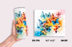 Rainbow Butterflies Tumbler Wrap Sublimation Design Product Image 2