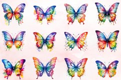 Watercolor Rainbow Butterfly Clipart Bundle Product Image 2