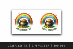 Watercolor rainbow clover pot of gold coins Happy St Patrick Day quote print 20oz tumbler skinny mug wrap clipart t-shirt sublimation printable design