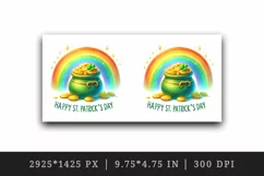 Watercolor rainbow clover pot of gold coins Happy St Patrick Day quote print 20oz tumbler skinny mug wrap clipart t-shirt sublimation printable design