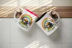 Watercolor rainbow clover pot of gold coins Happy St Patrick Day quote print 20oz tumbler skinny mug wrap clipart t-shirt sublimation printable design
