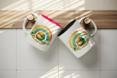 Watercolor rainbow clover pot of gold coins St Patrick Day quote print 20 oz tumbler skinny mug wrap clipart t-shirt sublimation printable design