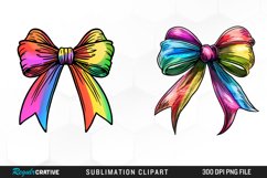 Watercolor Rainbow Bow Set Clipart Product Image 1