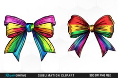 Watercolor Rainbow Bow Set Clipart Product Image 1