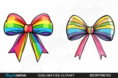 Watercolor Rainbow Bow Set Clipart Product Image 1