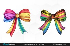 Watercolor Rainbow Bow Set Clipart Product Image 1