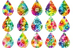 Watercolor Rainbow Color Floral Teardrop Earring Designs Product Image 2