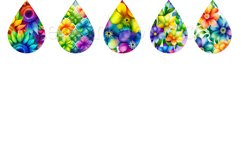Watercolor Rainbow Color Floral Teardrop Earring Designs Product Image 3