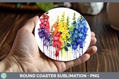 GorgeousWatercolor Rainbow Round Coaster design.