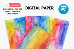 Watercolor Rainbow Digital Paper, Rainbow Background Product Image 1