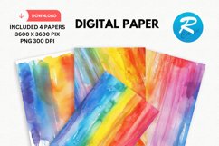 Watercolor Rainbow Digital Paper, Rainbow Background Product Image 1