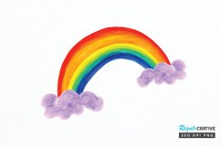 Watercolor Rainbow Doodle PNG Clipart Product Image 1