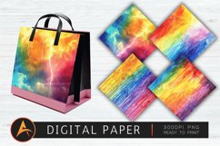 Watercolor Rainbow Electric Rain Digital Paper Product Image 1