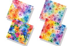 Watercolor Rainbow Flower Digital Paper Bundle Product Image 2