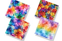 Watercolor Rainbow Flower Digital Paper Bundle Product Image 3