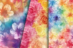 Watercolor Rainbow Flower Digital Paper Bundle Product Image 4