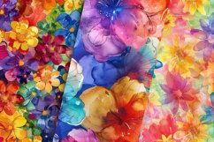 Watercolor Rainbow Flower Digital Paper Bundle Product Image 5