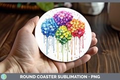 GorgeousWatercolor Rainbow Round Coaster design.